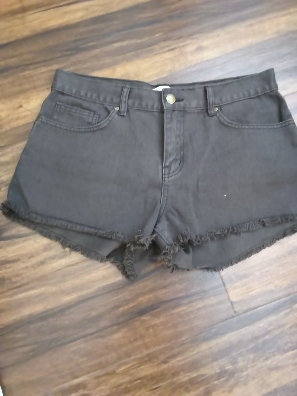 High-Rise Black Denim Cutoff Shorts - Brand Unknown